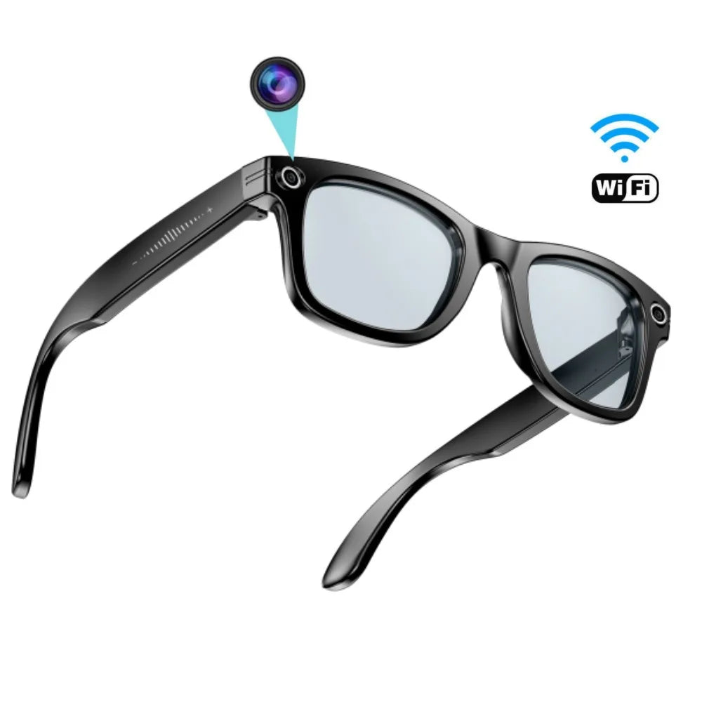 Smart Glasses with Bluetooth Calling, 8MP 8K Camera, Wi‑Fi Transfer, AI Audio Recording